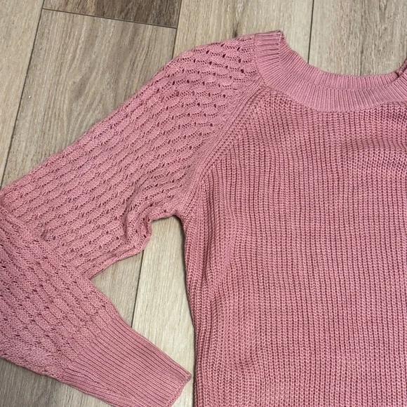 Cupshe NWT M Dusty Pink Sweater HONEY COMB SLEEVES SOFT COMFY CUTE Dress - Picture 6 of 6